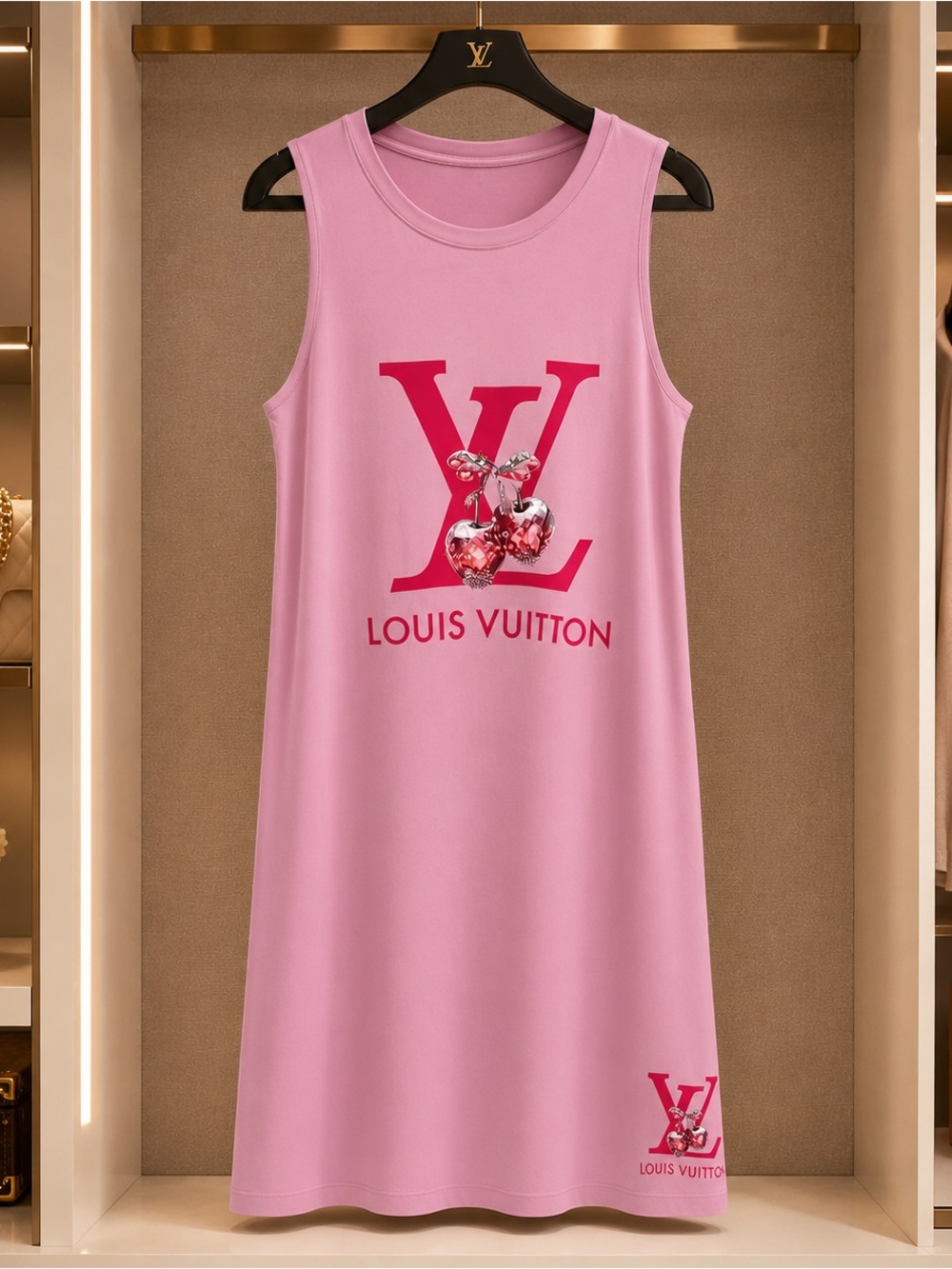 Pink Cherries 🍒 Logo Tank Dress with Pockets